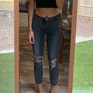 American Eagle high rise crop black jeans size 10
